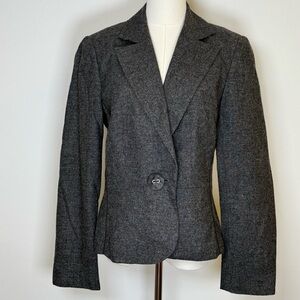 Tribal | Gray Wool Blend Blazer Jacket Single Button Closure Women’s Size 6